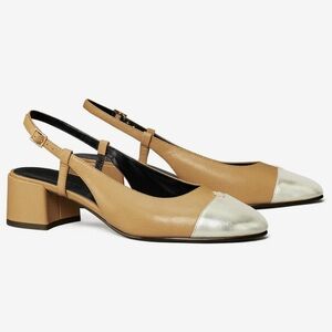 Tory BurchBicolor Cap-Toe Slingback Pumps